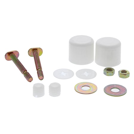 Jones Stephens White Toilet Bolt Caps with 1/4in. x 2-1/4in. Brass Break-Off Bolts C02151